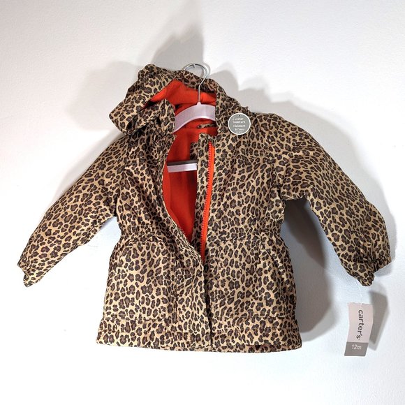 NWT Carter's Toddler Baby Girls Rain Jacket Leopard Raincoat Fleece-Line… - Picture 2 of 4